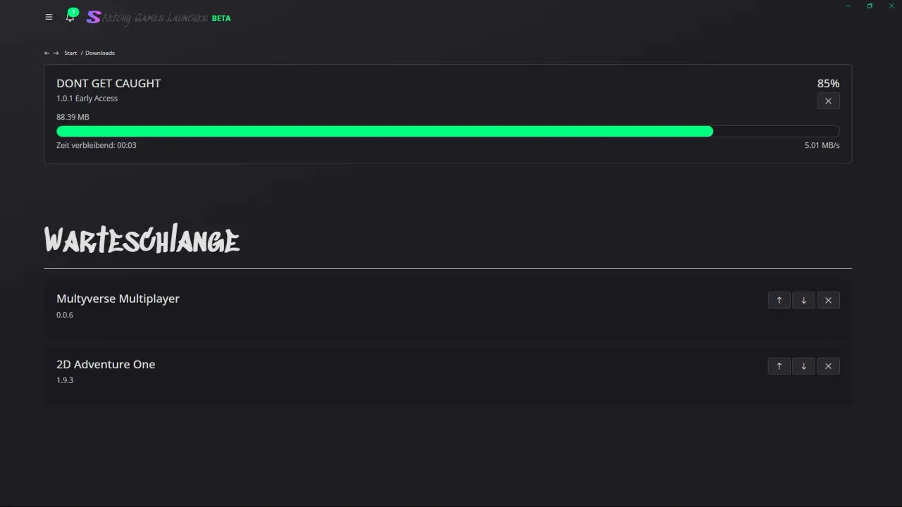 Sketchy Games Launcher - Downloads Screen