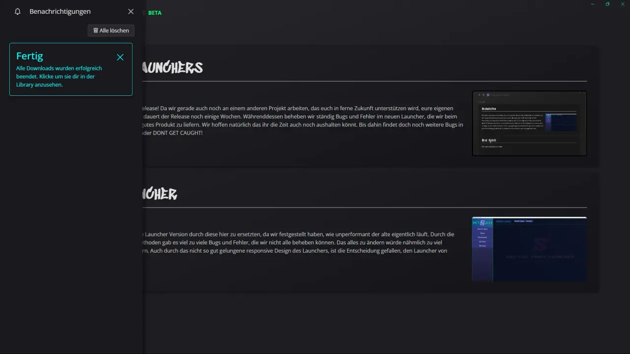 Sketchy Games Launcher - News Notifications Screen