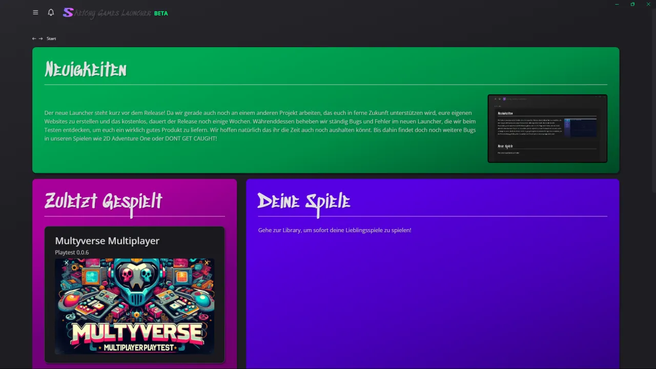 Sketchy Games Launcher - Start Screen